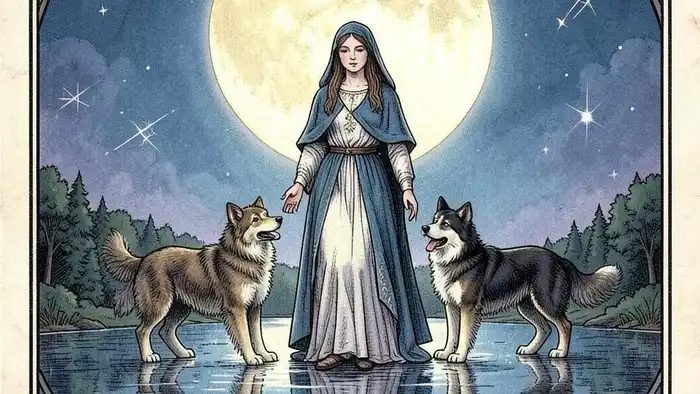 Аркан Луна — изображение карты Таро с лунным светом