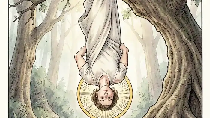 Аркан Повешенный Таро — человек в состоянии добровольной паузы и просветления, висящий на дереве