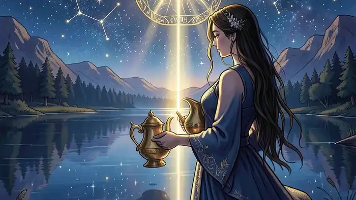 Аркан Звезда — изображение звезды над водой с женской фигурой