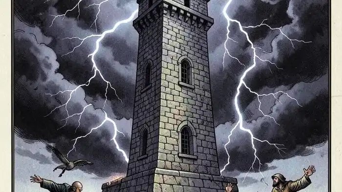 Башня Таро — изображение разрушенной башни с молнией