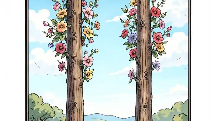 Четверка Жезлов предостережение таро иллюстрация