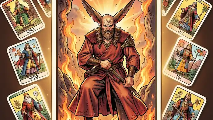 десятка жезлов сочетание таро иллюстрация