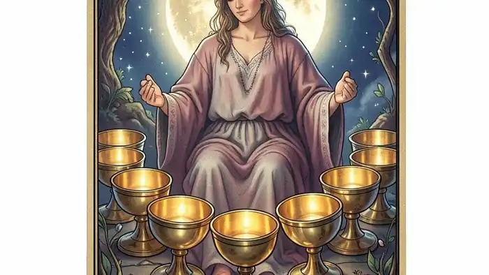 Девятка Кубков — изображение карты Таро