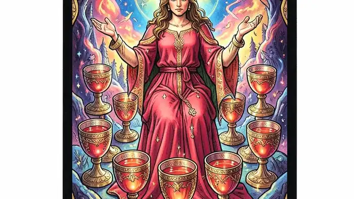 Девятка Кубков сочетание таро – карта Таро с девятью чашами