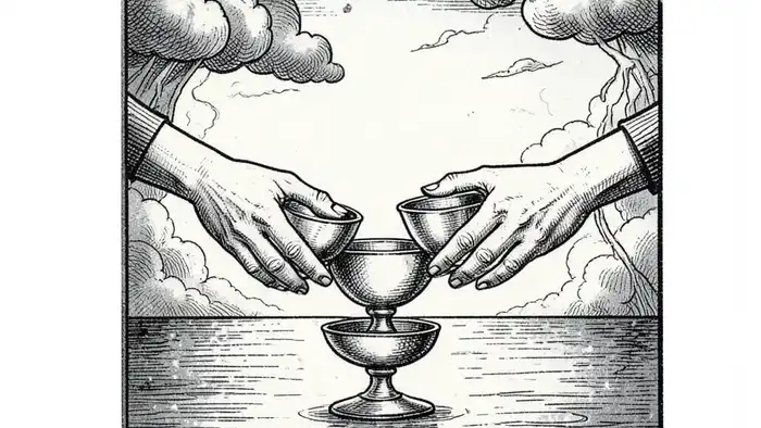 Двойка Кубков предостережение таро иллюстрация