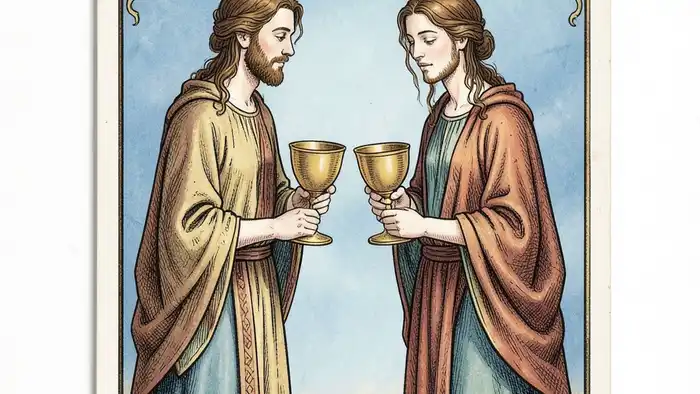 двойка кубков карта Таро иллюстрация