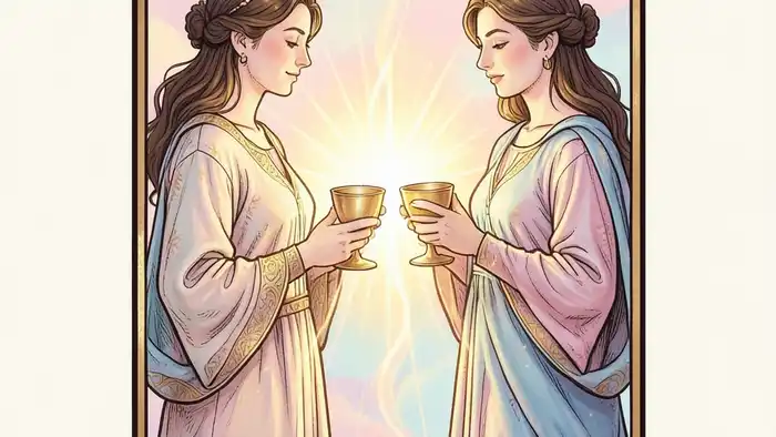 Двойка Кубков — иллюстрация карты Таро, символизирующая гармонию и взаимность