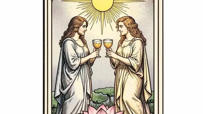 Двойка Кубков значение таро — иллюстрация карты Таро