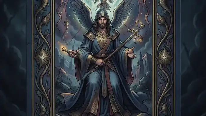 Двойка Жезлов предостережение Таро — человек с жезлами на скале, символизирующий выбор и ожидание