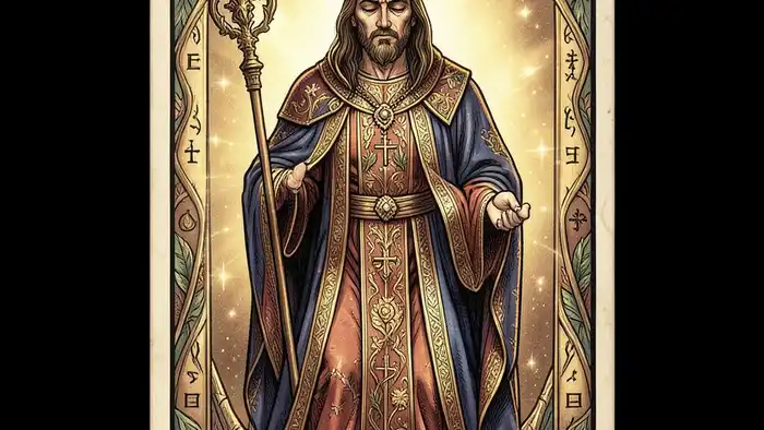 Иерофант действия таро — иллюстрация карты с символикой и светом