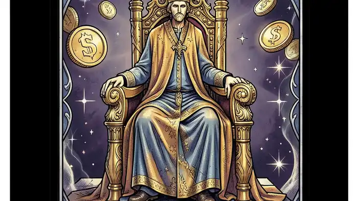 Император на деньги таро — изображение карты с финансовыми символами