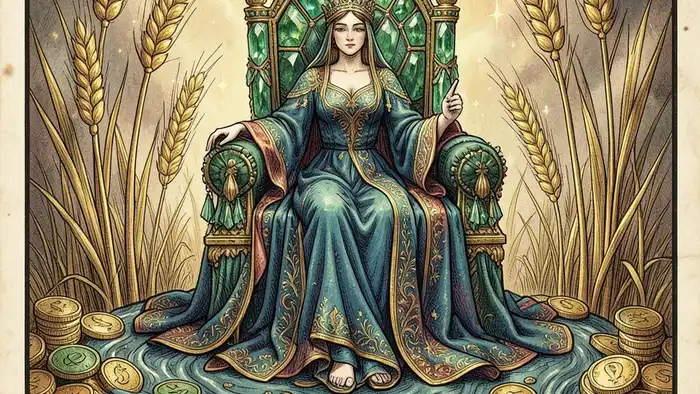 Императрица на деньги таро — изображение карты с символикой изобилия