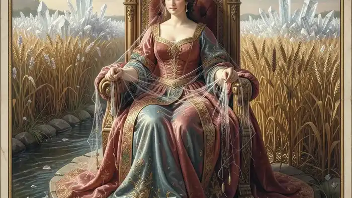 Императрица Таро — предостережение о двойственности изобилия и контроля, архетип Великой Матери в сюрреалистичном стиле