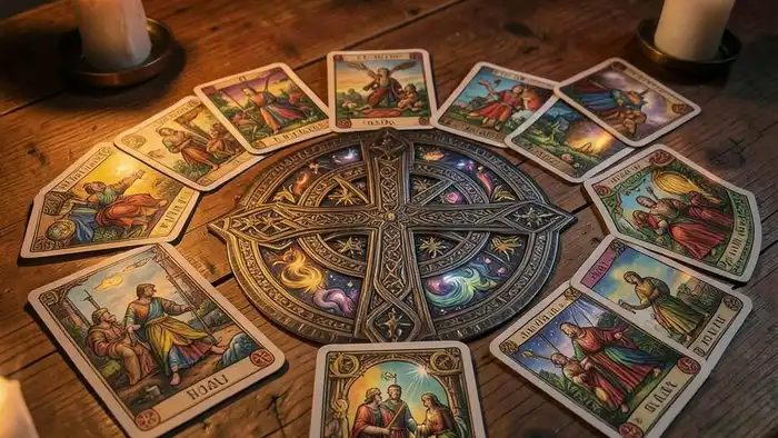 кельтский крест расклад Таро, подробная иллюстрация