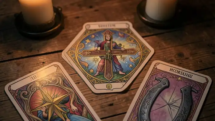 когда нужен большой расклад — изображение расклада Таро на столе