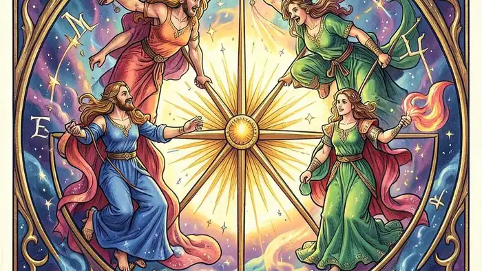 Колесо Фортуны архетип таро иллюстрация