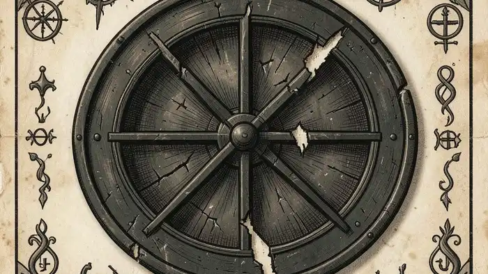 Колесо Фортуны перевернутый таро — изображение замедленного колеса с мистическими символами