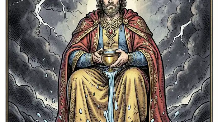 Король Кубков перевернутая таро – изображение карты с эмоциональной турбулентностью