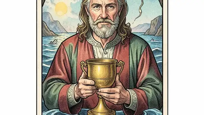 Король Кубков карта Таро иллюстрация