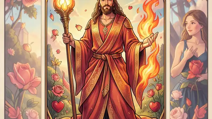 Король Жезлов на любовь таро — карта Таро с огненной энергией и символами любви