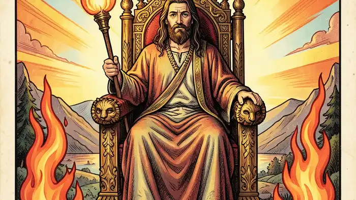 Король Жезлов Таро – изображение карты с огненным жезлом