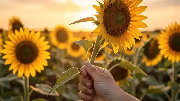 Королева Жезлов Таро — символ внутренней силы, творчества и уверенности, изображенный через цветущий жезл и поле подсолнухов.