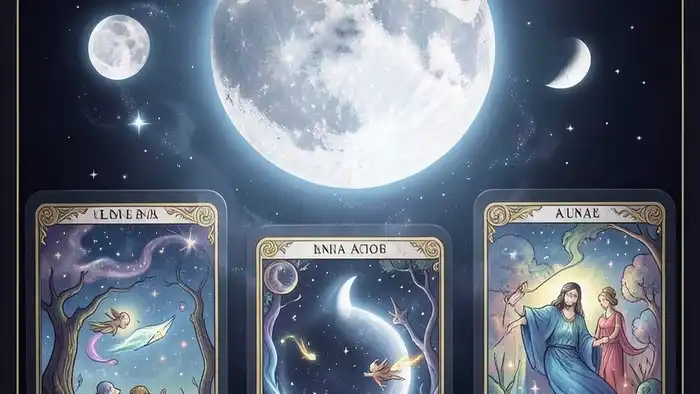 Луна действия таро — иллюстрация лунных фаз над старшими арканами