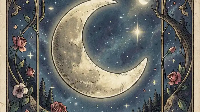 Луна таро на любовь — изображение карты Луны с романтическими символами