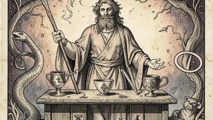 Маг предостережение таро — иллюстрация карты Мага с символикой