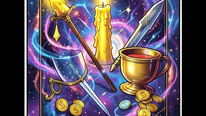 Маг ситуация таро — иллюстрация карты Мага с символами элементов