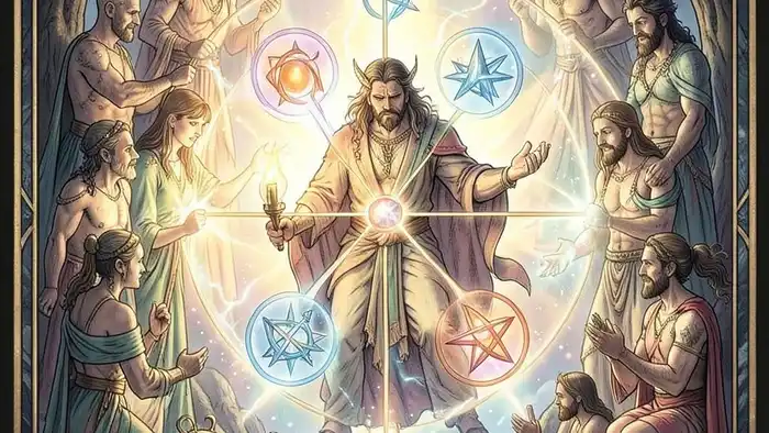 Маг совет таро – изображение карты Мага с символикой элементов