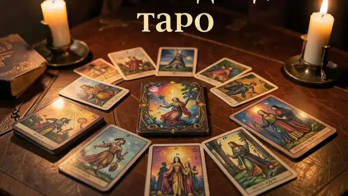 мини расклад таро изображение с картами на столе