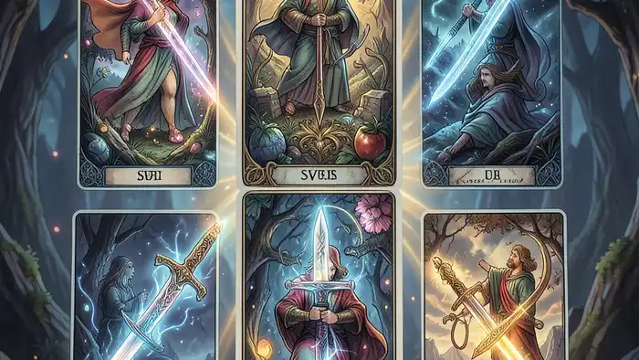 много мечей в раскладе — иллюстрация расклада Таро с множеством карт мечей