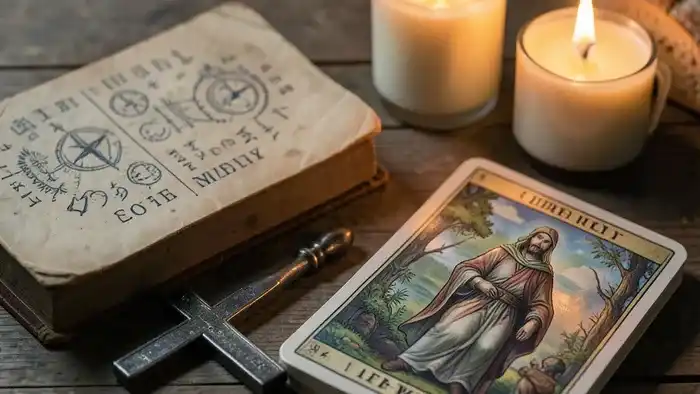Гадание в пост: колода Таро, религиозные символы и свеча как конфликт или синтез духовных практик.