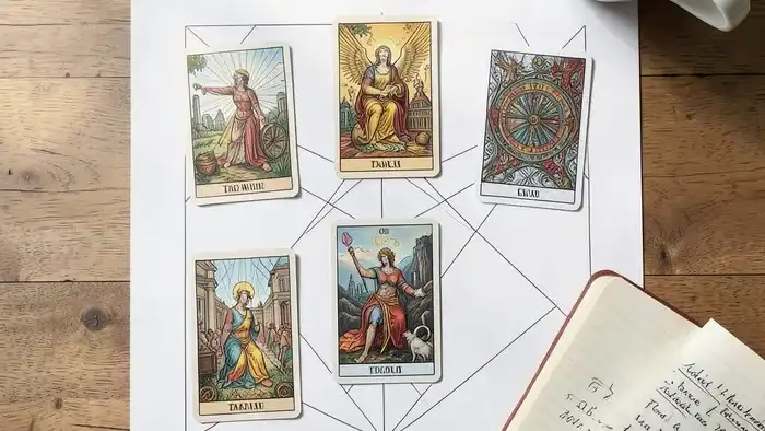Новые расклады Таро 2024: современная схема с картами на деревянном столе