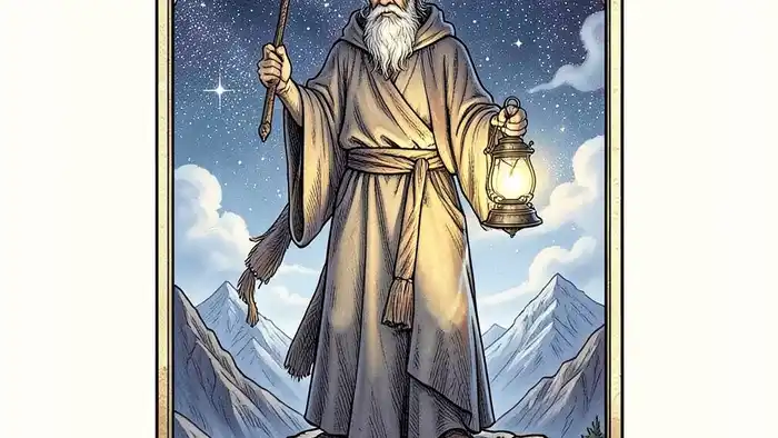 Отшельник описание карты таро — иллюстрация карты с монахом и фонарём