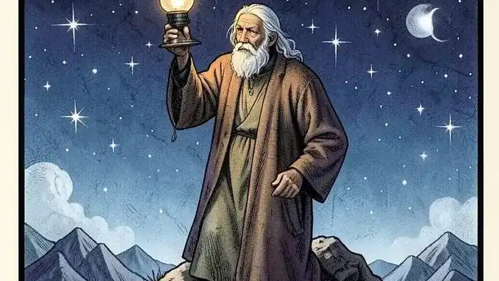 Отшельник предостережение таро — изображение карты с лампой и горой