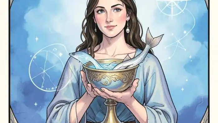 Паж Кубков — карта Таро с чашей и рыбой, символизирующая эмоциональное начало