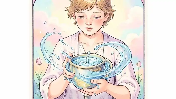 Паж Кубков на здоровье таро – изображение карты с потоком воды