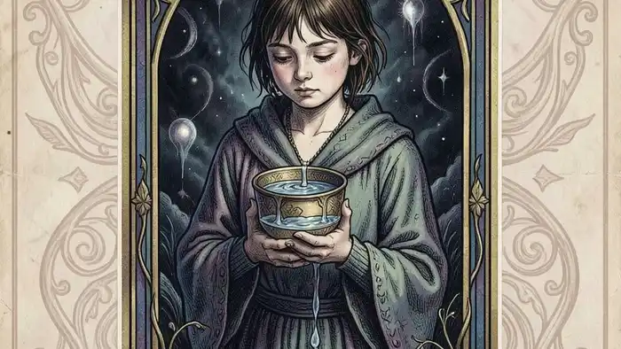 Паж Кубков перевернутая таро иллюстрация