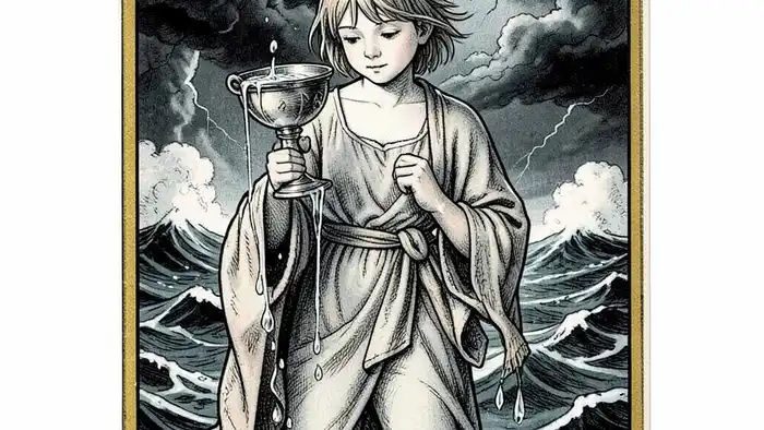 Паж Кубков предостережение таро иллюстрация