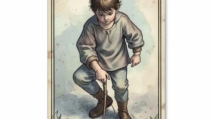 Паж Жезлов перевернутый карта Таро изображение