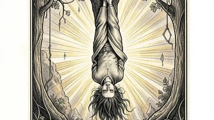 Повешенный архетип таро – иллюстрация карты с символикой