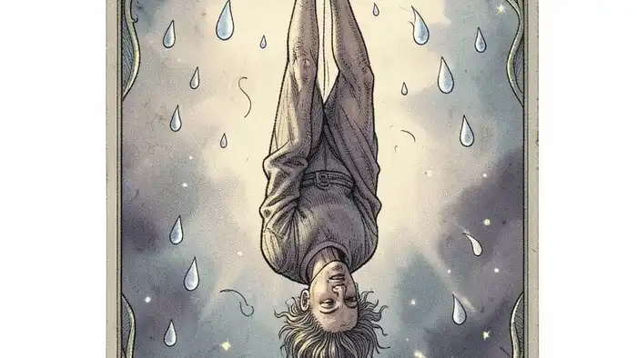 Повешенный чувства таро — иллюстрация карты с эмоциональными символами