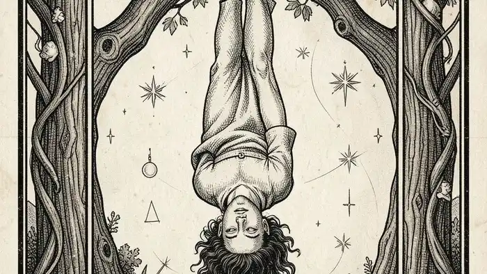 Повешенный характеристика таро — изображение карты с мистическими символами