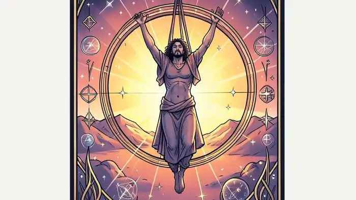 Повешенный карта дня таро — изображение карты с символикой