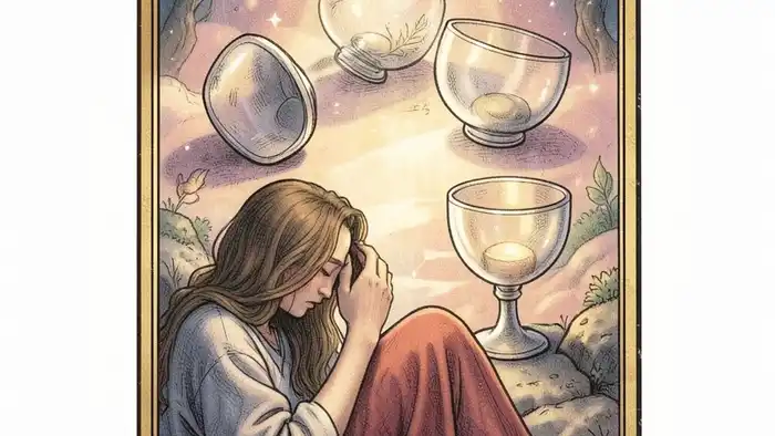 Пятерка Кубков предостережение таро – карта с тремя опрокинутыми и двумя стоящими кубками