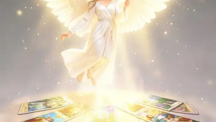 расклад ангел-хранитель – изображение ангела над раскладом Таро