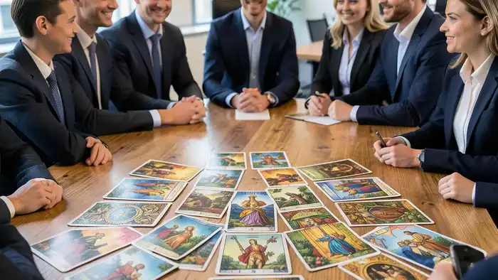 расклад для команды тимбилдинг — карта Таро на столе