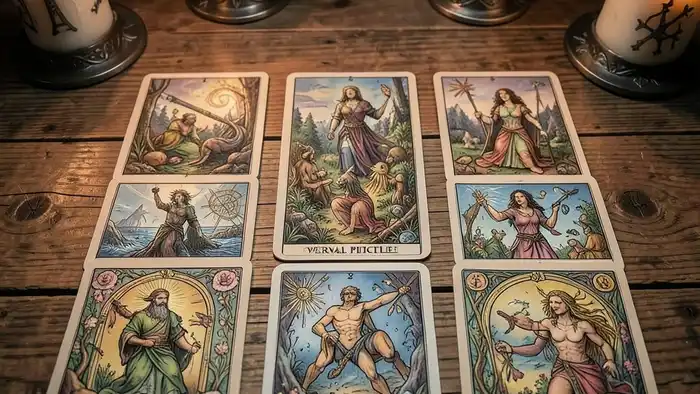 расклад для общей картины – иллюстрация таро расклада